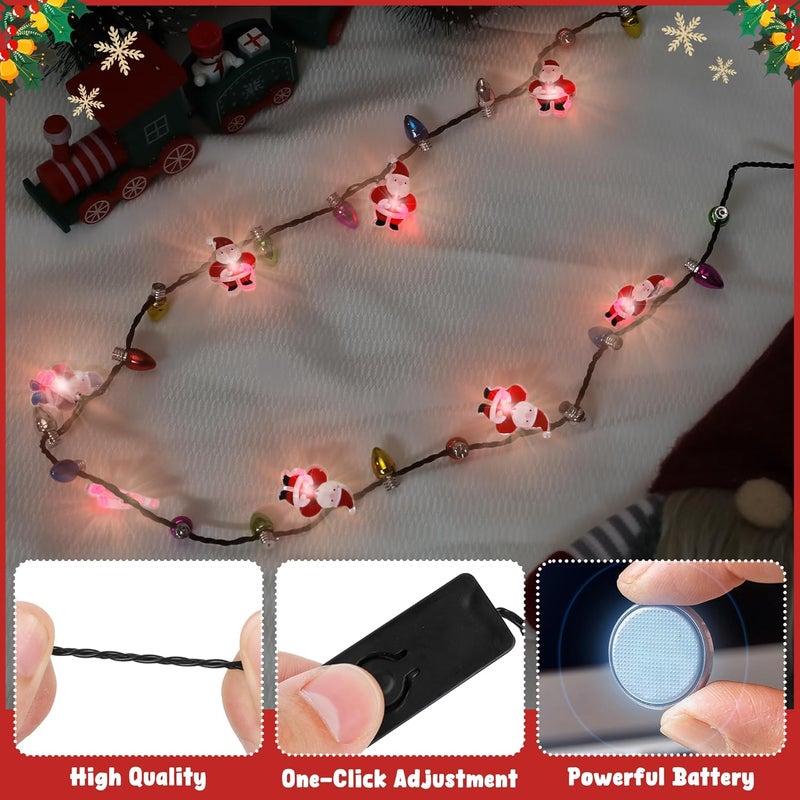 Traplace Store 1PCS Light up Christmas Necklace, 3 Modes Multicolor Christmas Accessories, Santa Claus Design, Wearable Light Xmas Decorations Necklace for Ugly Sweater Parties, Holiday New Year Party Supplies - Image 3